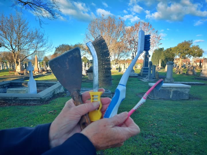 WuHoo Timaru Cleaning headstones at the cemetery