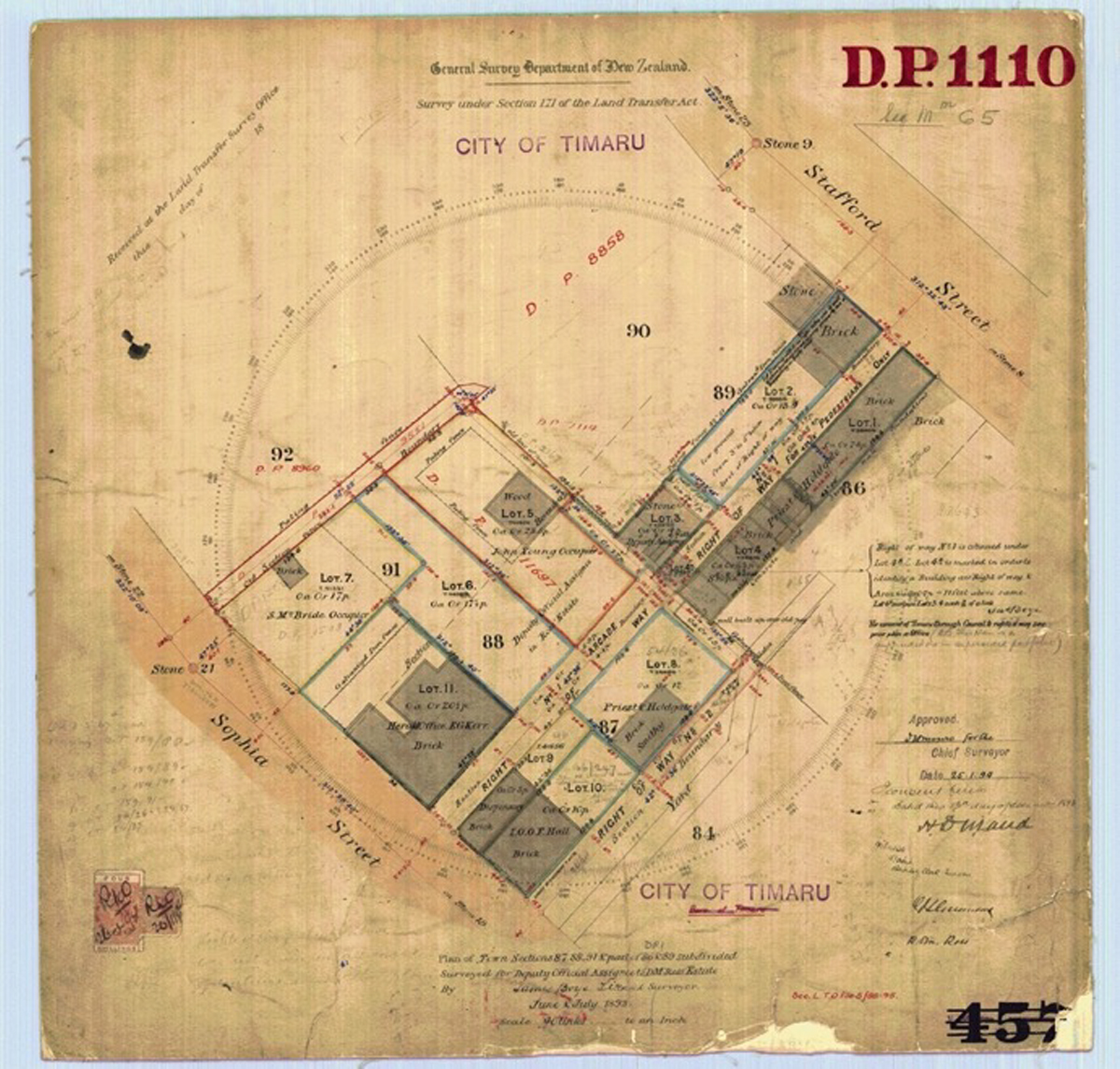 DP 1110 dated June and July 1893 showing state of arcade development at the time of DM Ross bankruptcy proceedings LINZ
