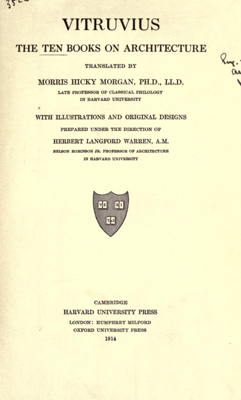 Vitruvius the ten books on architecture