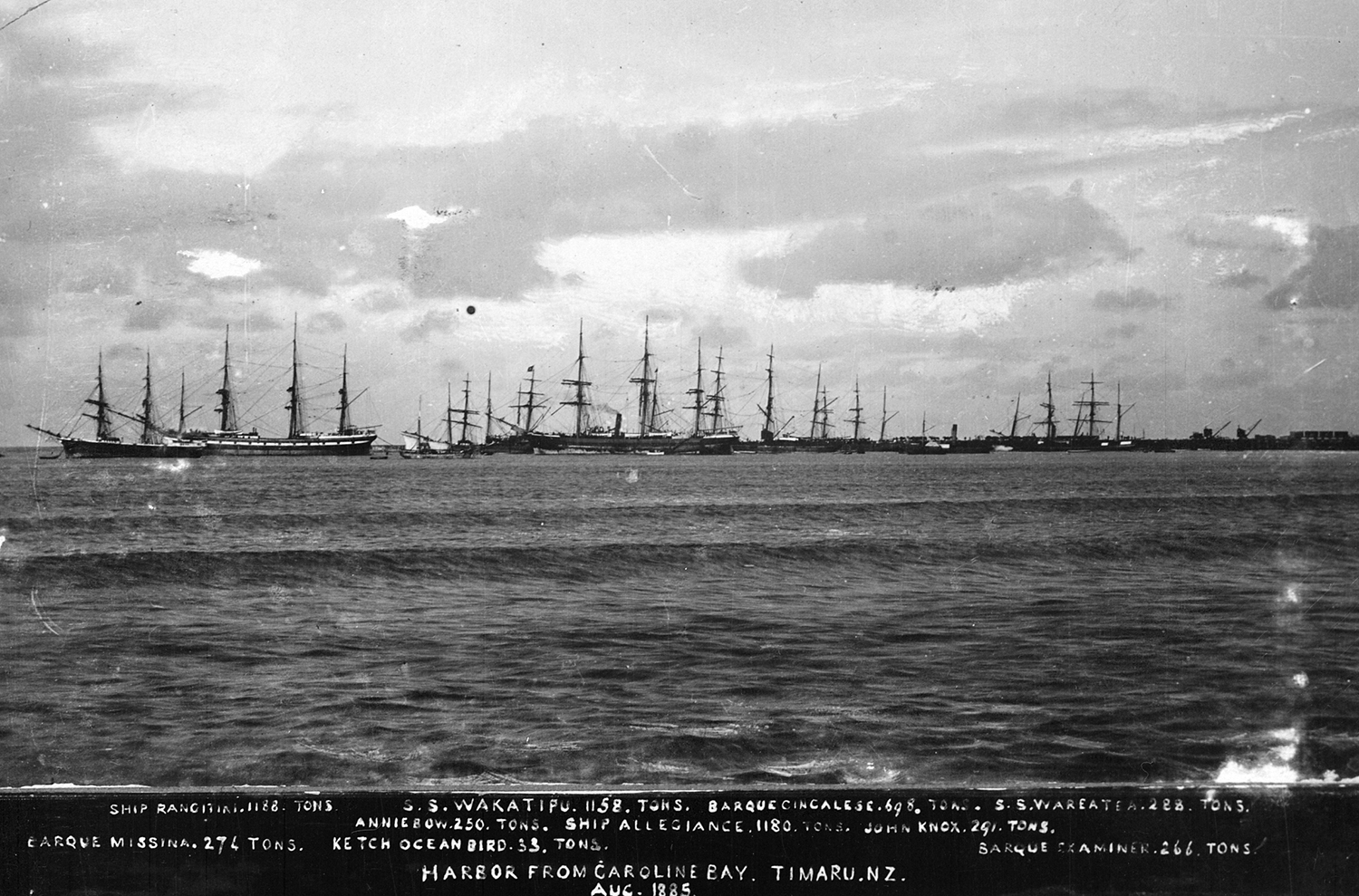 TIMARU HARBOUR. photograph (1885). Brodie Collection, La Trobe Picture Collection, State Library of Victoria. Record ID 9917361153607636. This work is out of copyright
